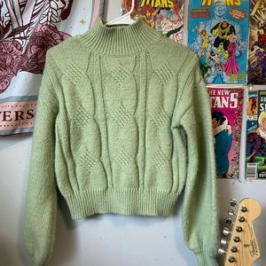 So Turtleneck Green Sweater